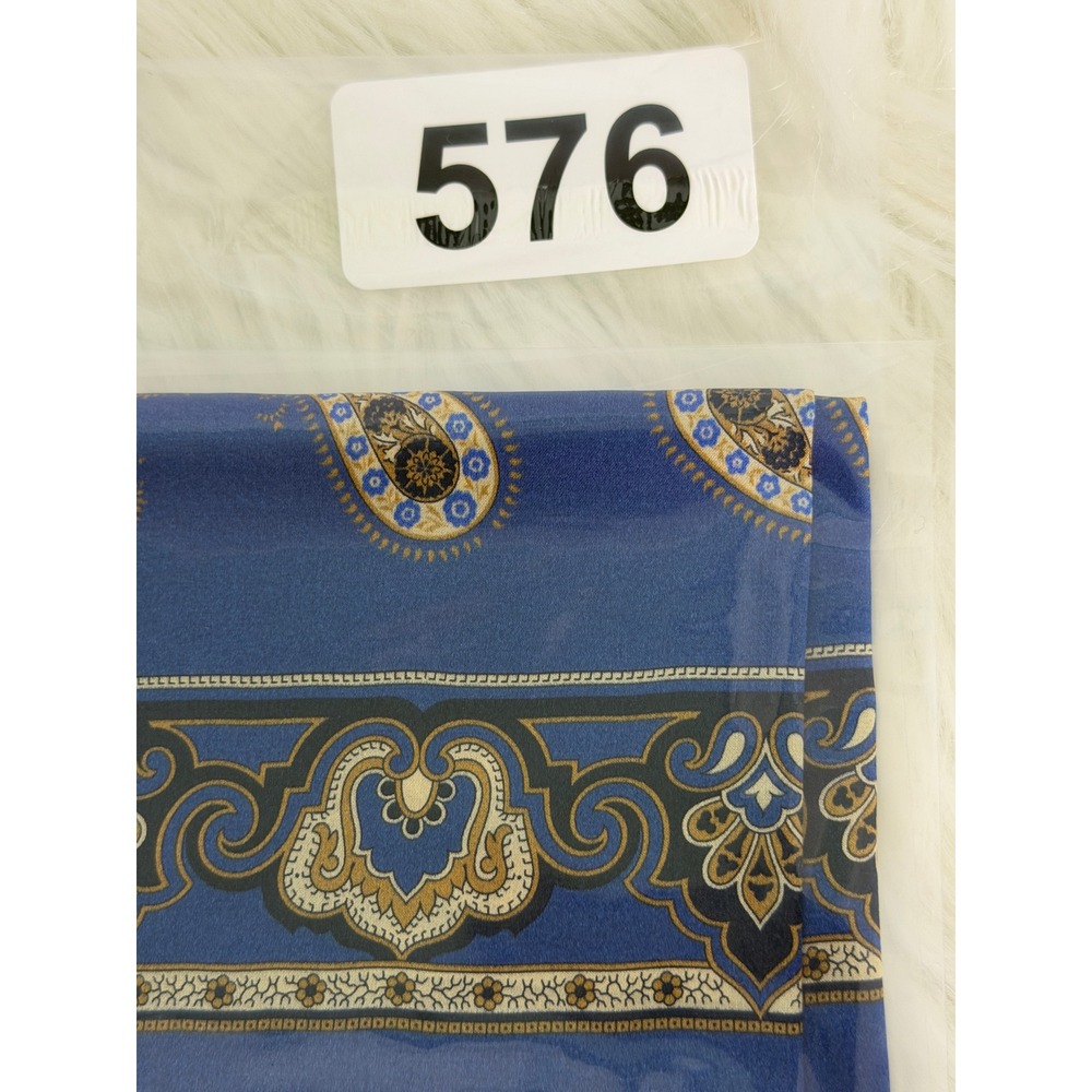 Vintage Made in Italy 100% Silk Blue Paisley Pocket Square Scarf 15.5x15.5 - Picture 6 of 7